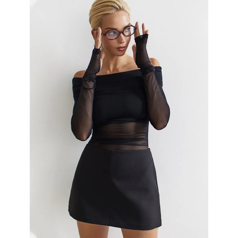 Women  Mesh Off Shoulder Top S - Blouse Off Shoulder 리뷰 및 가격