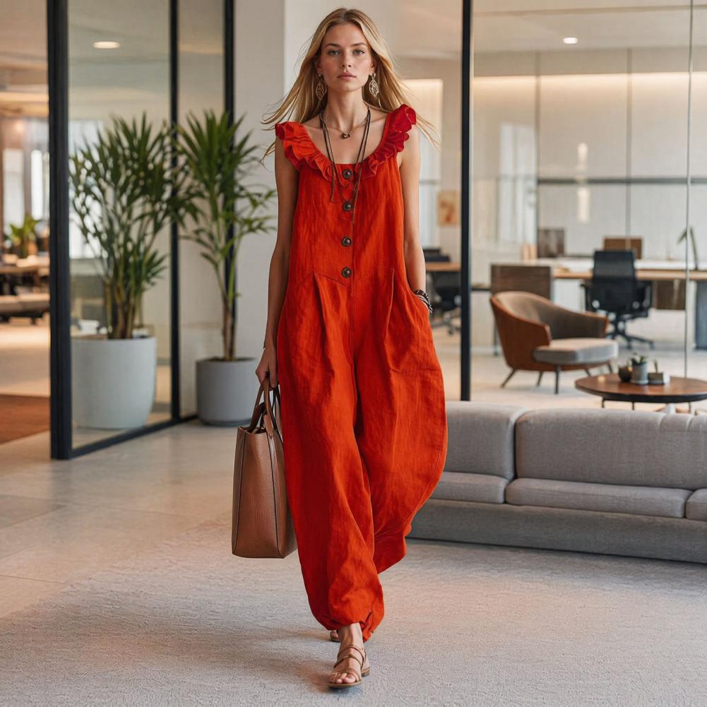 Women Jumpsuit Breathable Rela - Jumpsuit Linen Relaxed 리뷰 및 가격