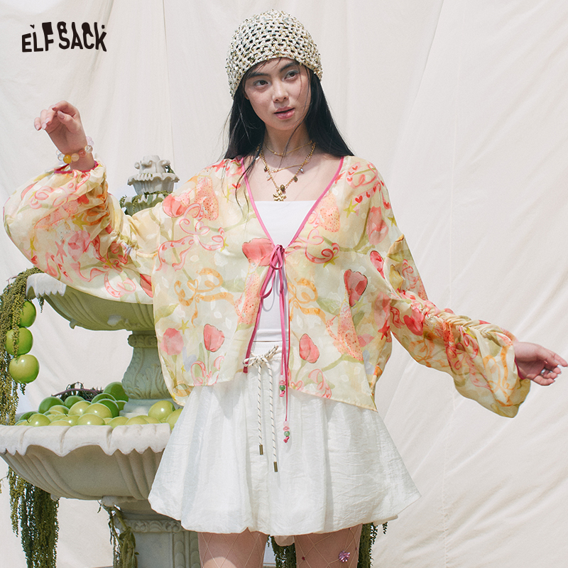 ELFSACK Floral Print Sheer Kim - Kimono Sheer Floral 리뷰 및 가격