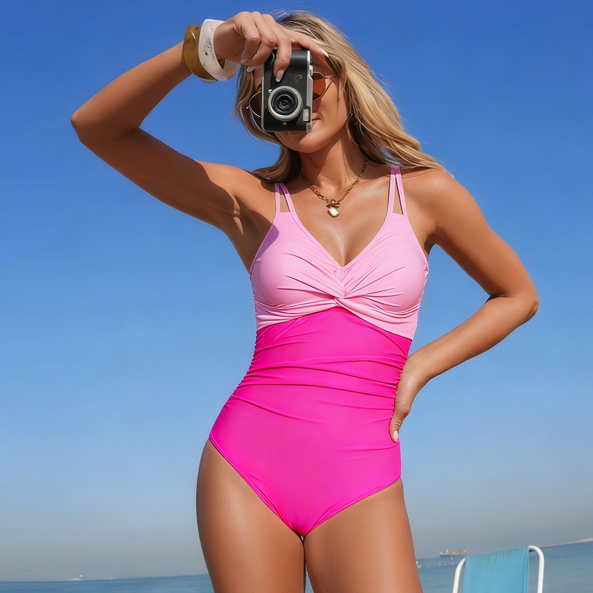 V Neck Twist Front One Piece S - Swimsuit Bikini Ruched 리뷰 및 가격