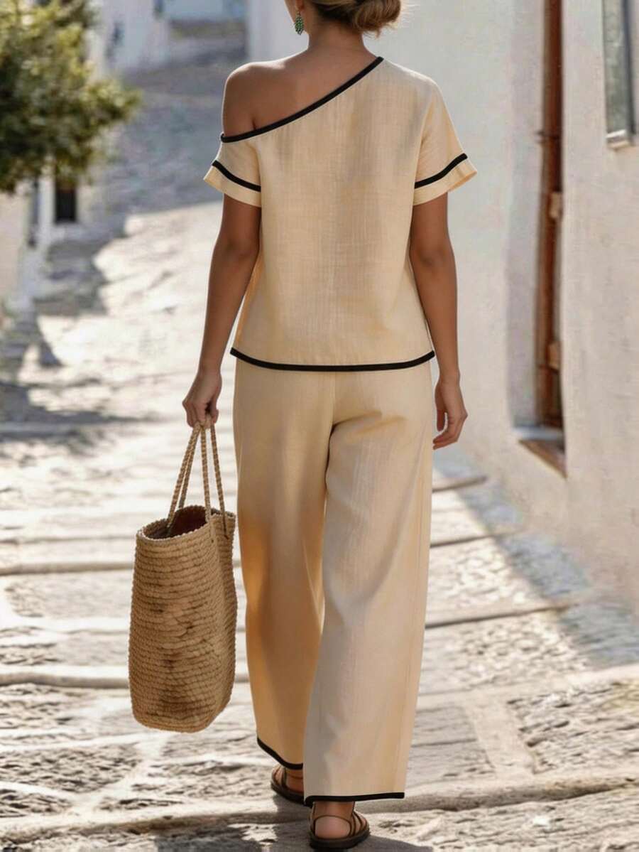 Womens Beige Asymmetric Top An - Linen Pant Wide 리뷰 및 가격