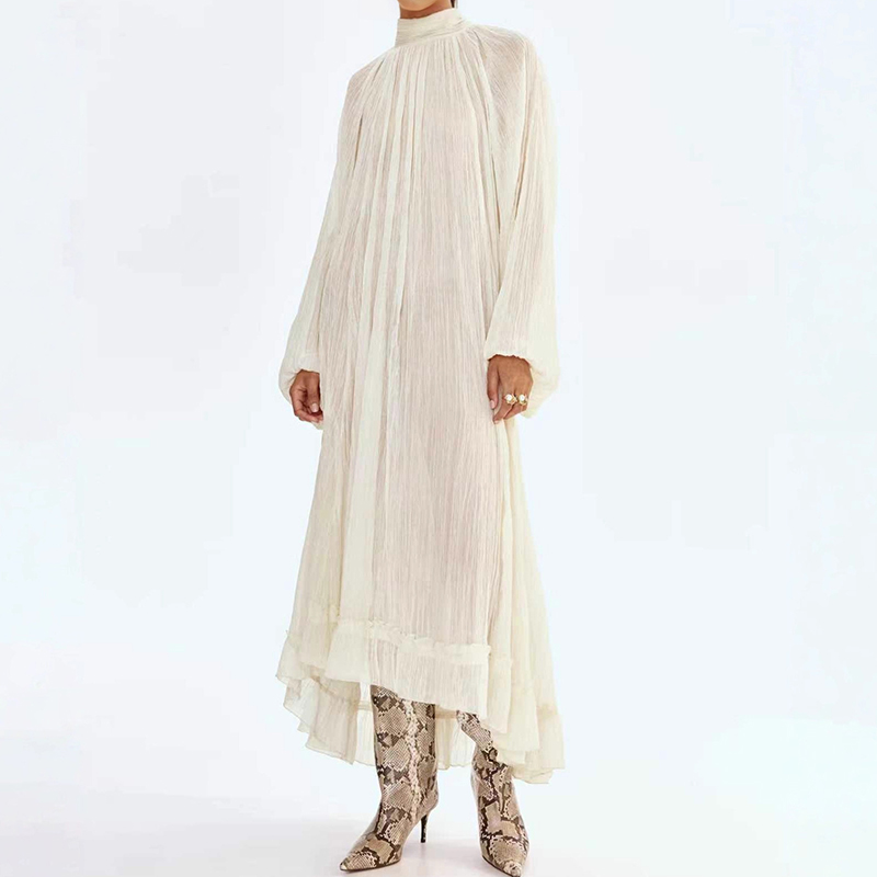 Ladies O-neck Long Sleeved Ple - Linen Dress Wrap 리뷰 및 가격