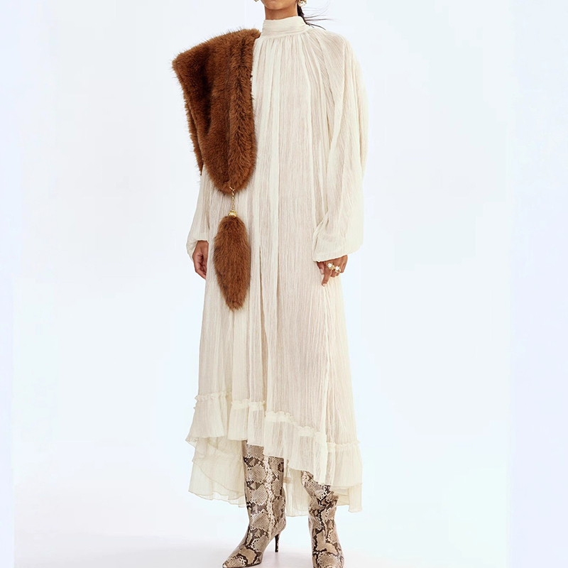 Ladies O-neck Long Sleeved Ple - Linen Dress Wrap 리뷰 및 가격