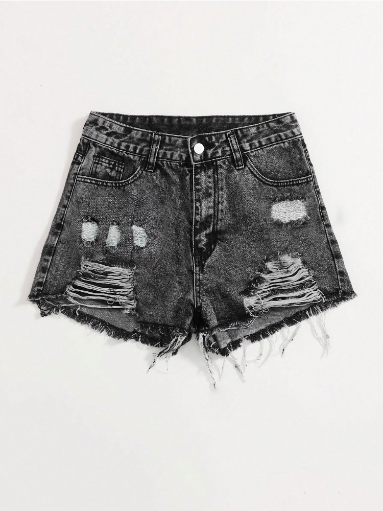 2026 New Vintage Washed Denim  - Shorts Denim Frayed 리뷰 및 가격