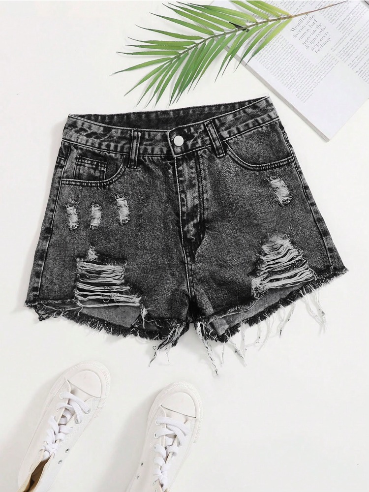 2026 New Vintage Washed Denim  - Shorts Denim Frayed 리뷰 및 가격