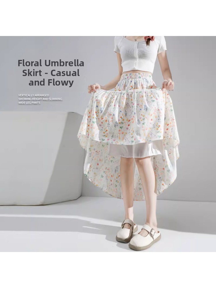 plus Size Floral Print A-Line  - Midi Skirt Floral 리뷰 및 가격