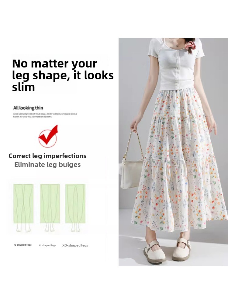 plus Size Floral Print A-Line  - Midi Skirt Floral 리뷰 및 가격