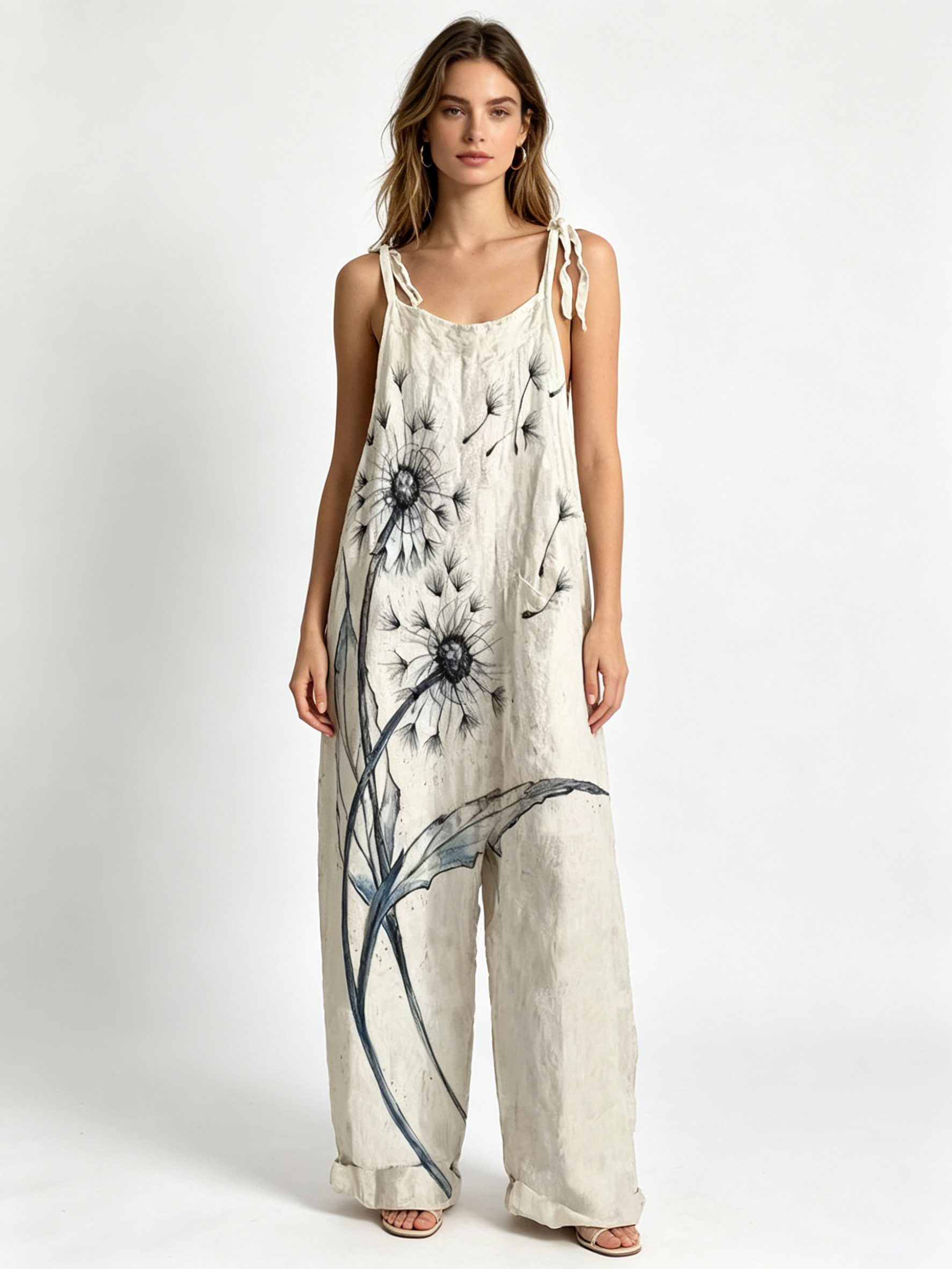 Oversized Baggy Watercolor Flo - Jumpsuit Linen Relaxed 리뷰 및 가격