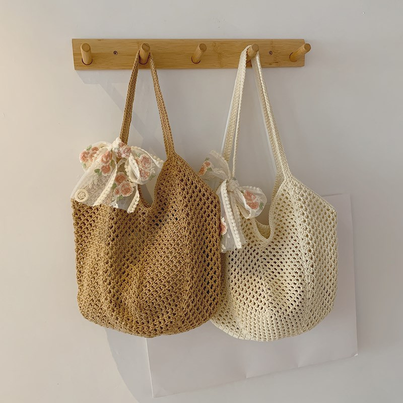 Summer Lace Bow Tote Bags Wome - Crochet Bag Raffia 리뷰 및 가격