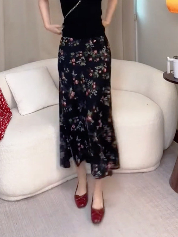 Summer New High Waist Floral P - Midi Skirt Floral 리뷰 및 가격