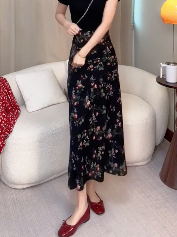 Summer New High Waist Floral P - Midi Skirt Floral 리뷰 및 가격