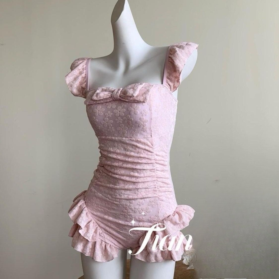 Swimsuit Women Pink Jacquard F - Swimsuit Bikini Ruched 리뷰 및 가격