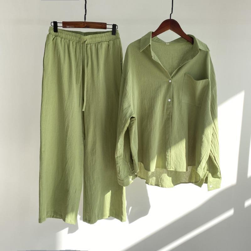 Women Cotton Linen 2 Piece Set - Linen Pant Wide 리뷰 및 가격