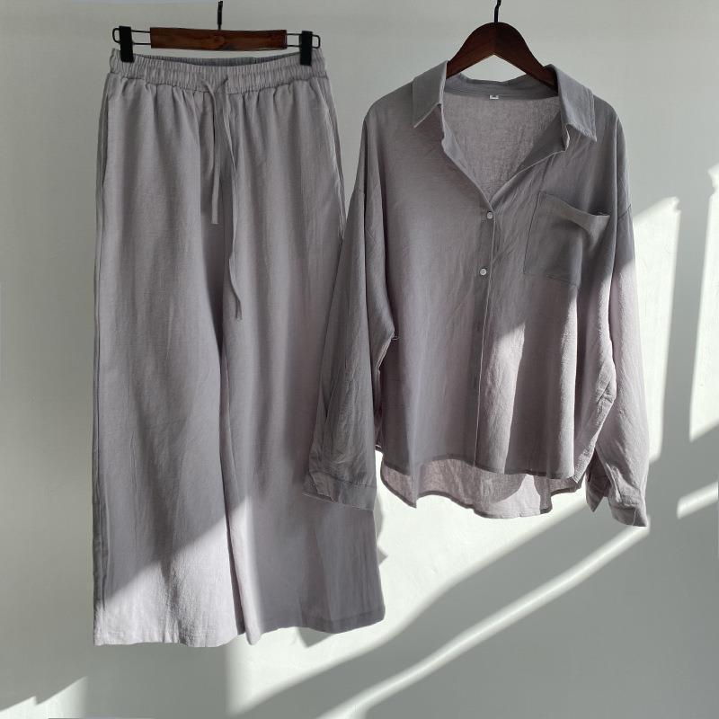 Women Cotton Linen 2 Piece Set - Linen Pant Wide 리뷰 및 가격
