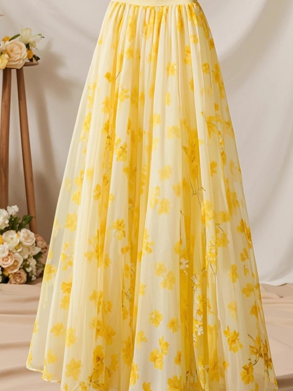 Summer 2026 High Waist Yellow  - Midi Skirt Floral 리뷰 및 가격