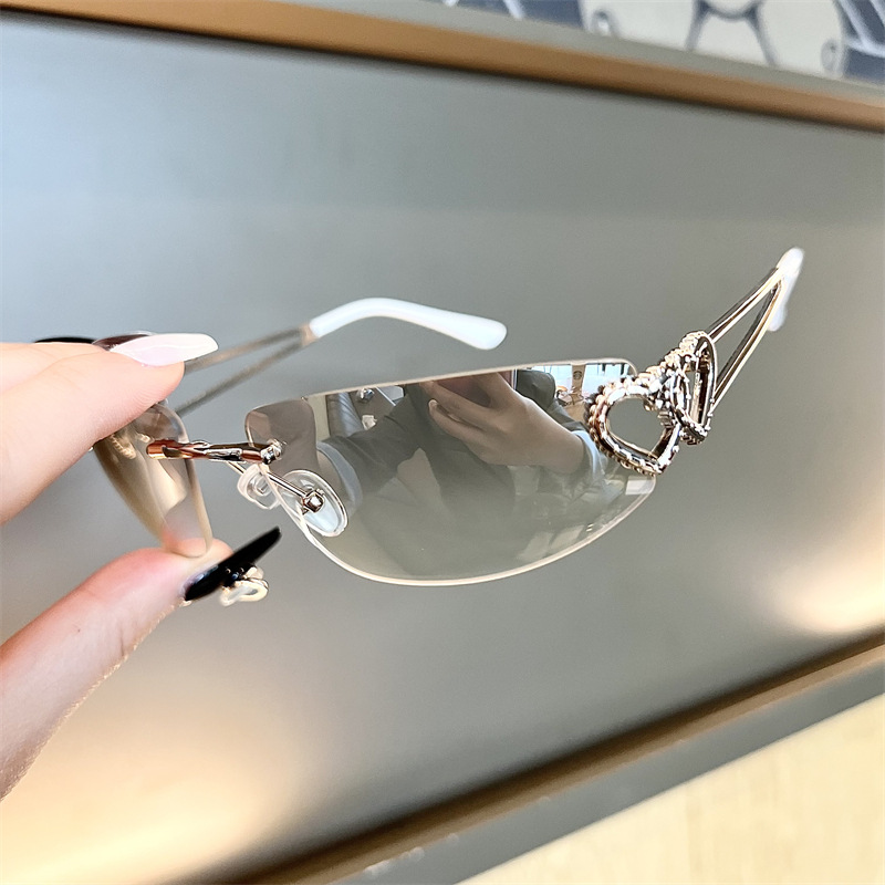 New Oval Cat Eye Frameless Mer - Sunglasses Cat Eye 리뷰 및 가격