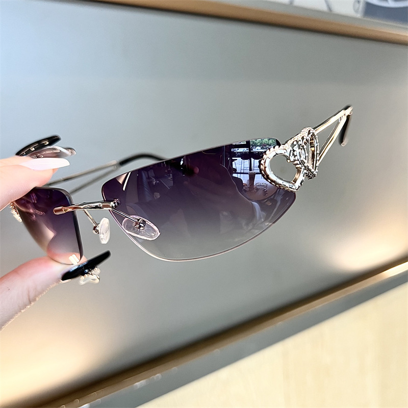 New Oval Cat Eye Frameless Mer - Sunglasses Cat Eye 리뷰 및 가격