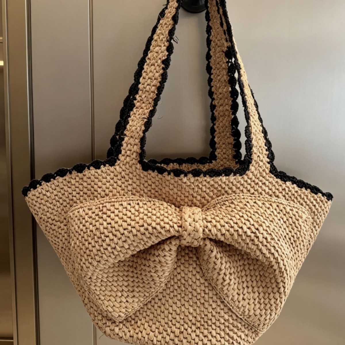NEW raffia bow crochet handwov - Crochet Bag Raffia 리뷰 및 가격