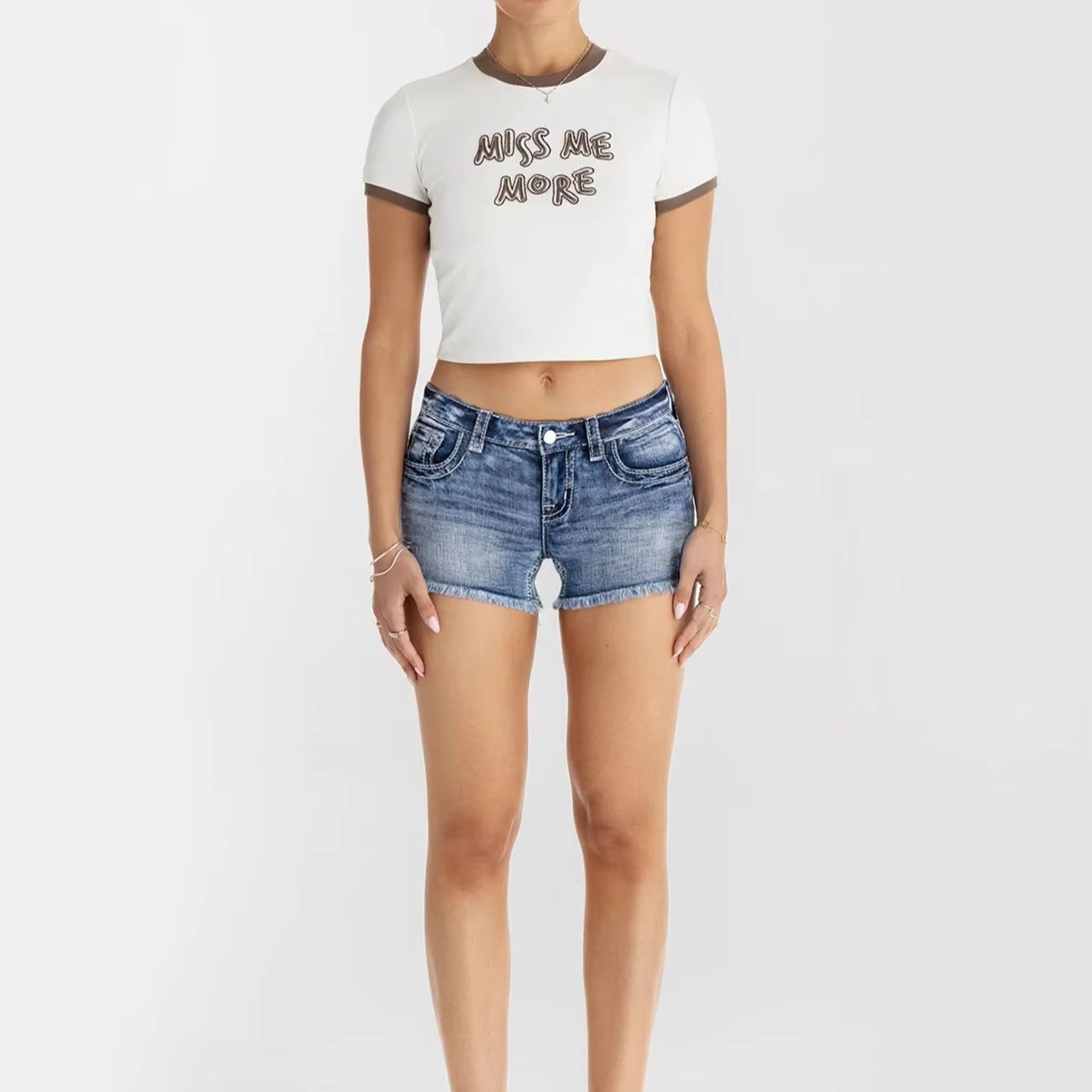 Women Clothes Butterfly Rhines - Shorts Denim Frayed 리뷰 및 가격