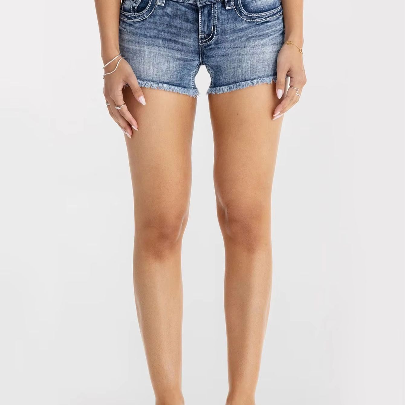 Women Clothes Butterfly Rhines - Shorts Denim Frayed 리뷰 및 가격
