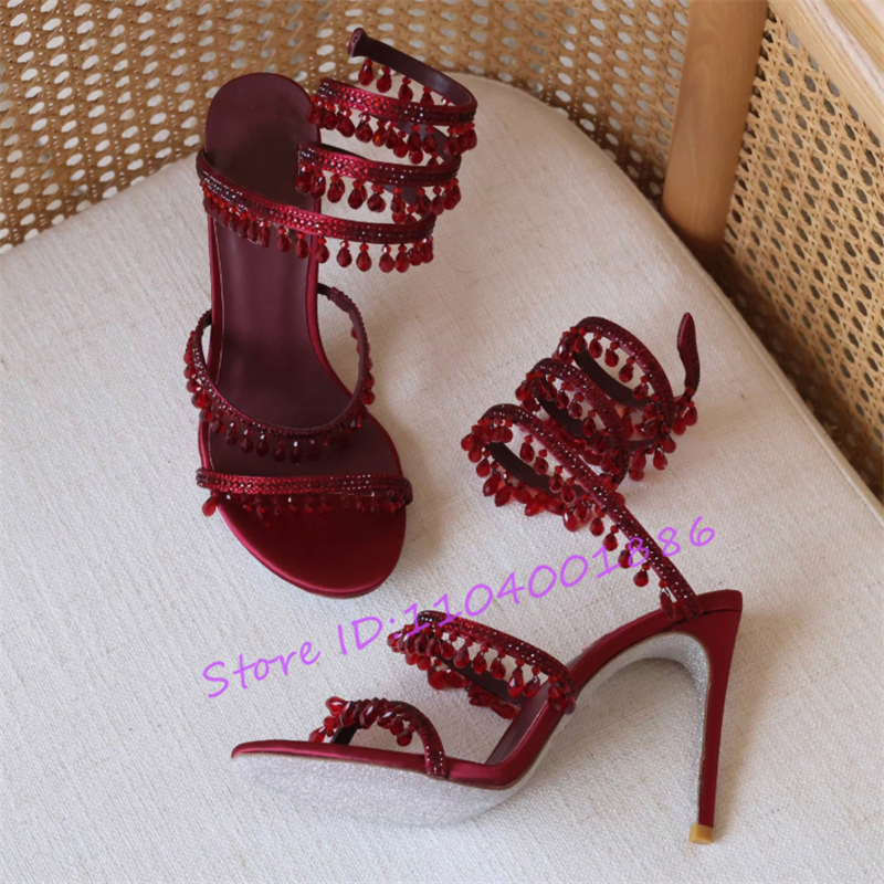 Rhinestone Snake Shape Ankle S - Sandal Strappy Heeled 리뷰 및 가격