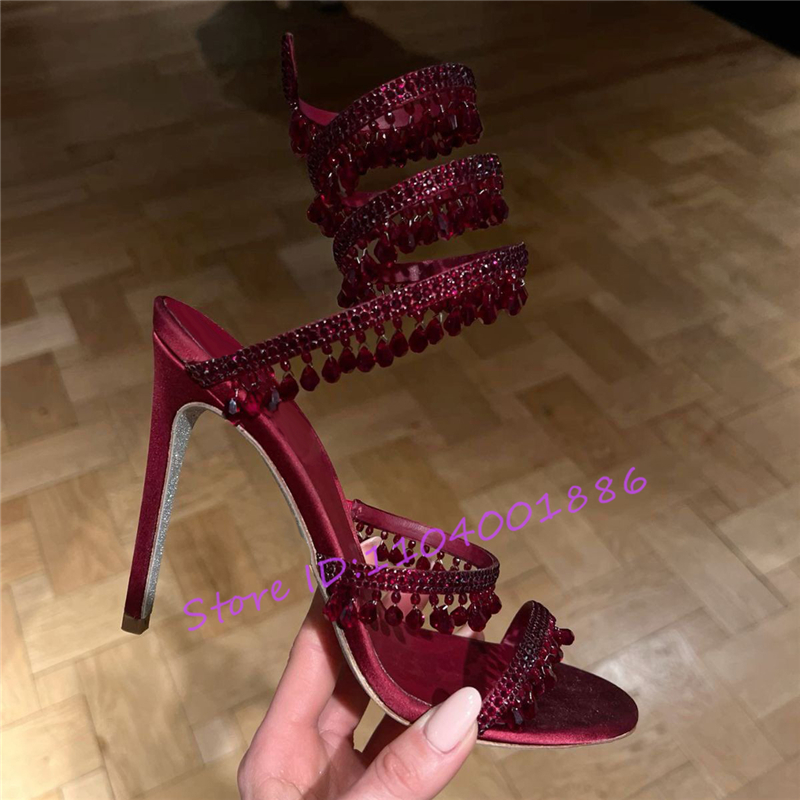 Rhinestone Snake Shape Ankle S - Sandal Strappy Heeled 리뷰 및 가격