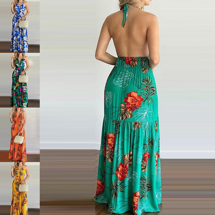 Floral Maxi Dress Long Backles - Maxi Dress Halter 리뷰 및 가격
