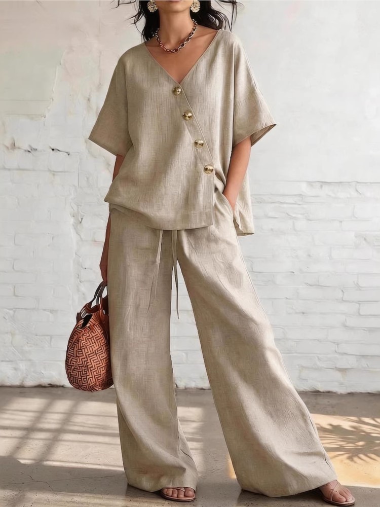 Casual Cotton Loose Pants Sets - Linen Pant Wide 리뷰 및 가격