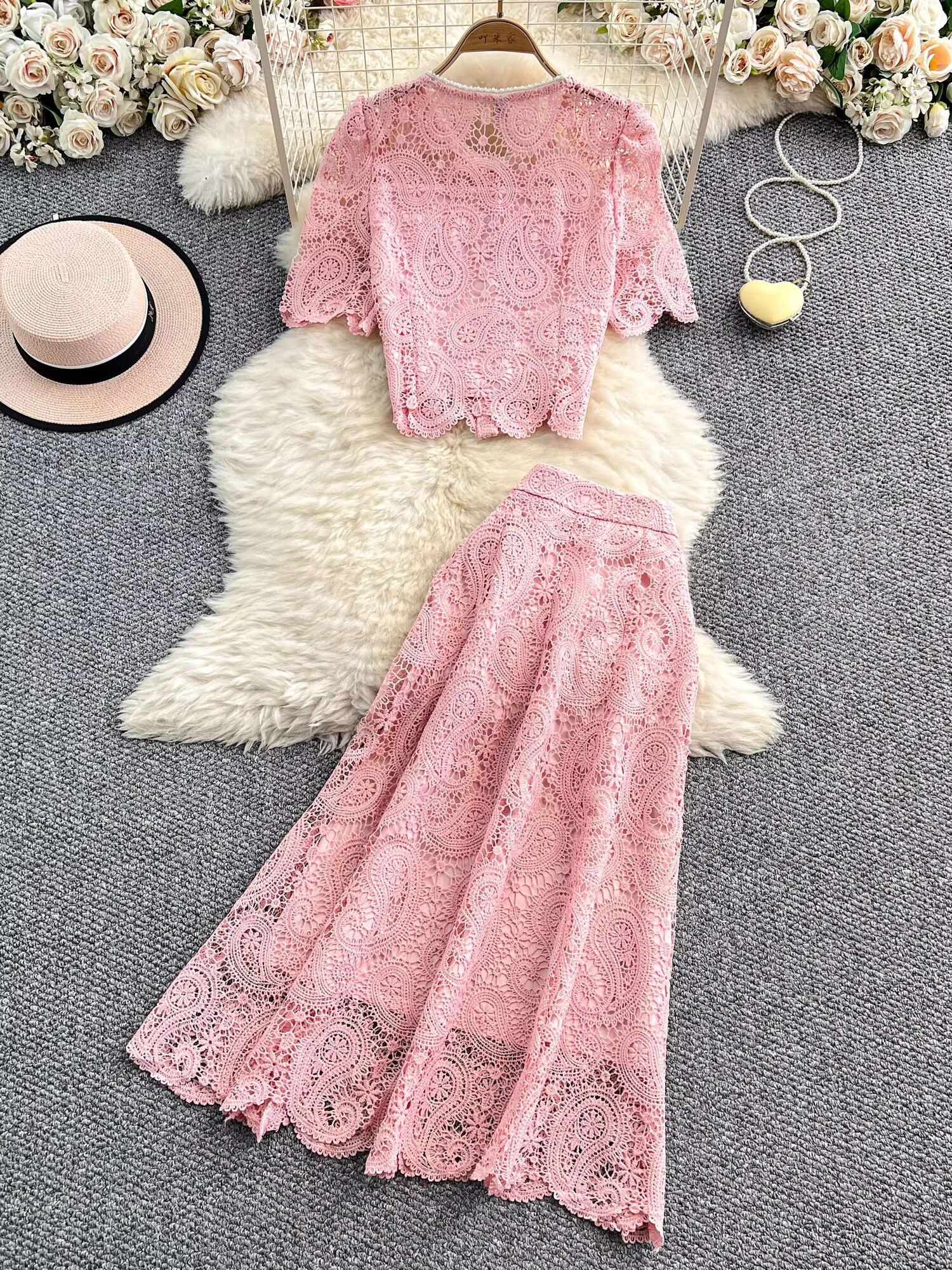 Elegant Pearl Long Dress Suits - Midi Skirt Floral 리뷰 및 가격