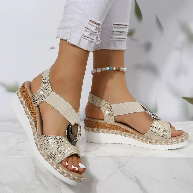 Metal Buckle Wedge Sandals for - Wedge Espadrille Women 리뷰 및 가격