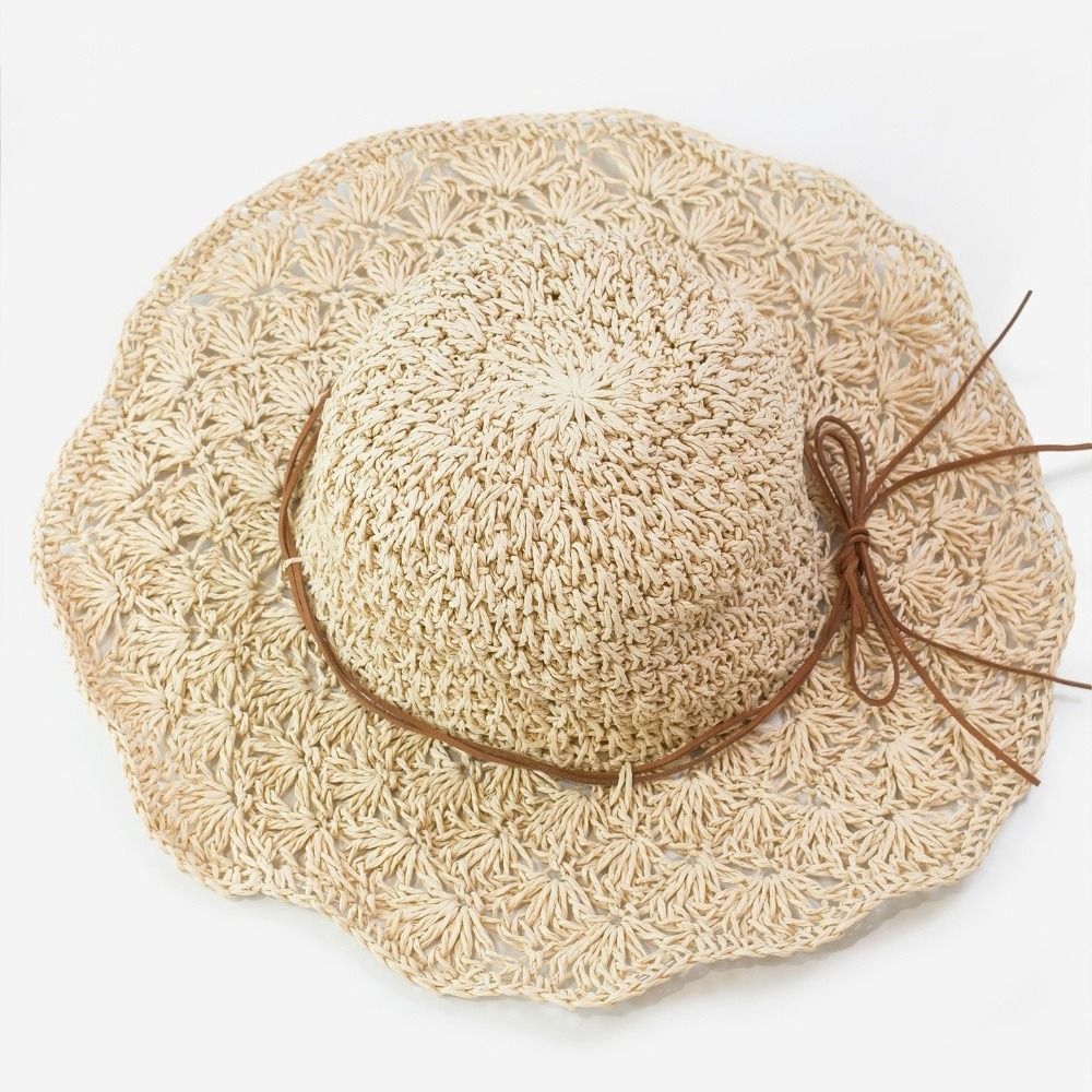Handwoven Crochet Straw Hat Fo - Hat Floppy Wide 리뷰 및 가격