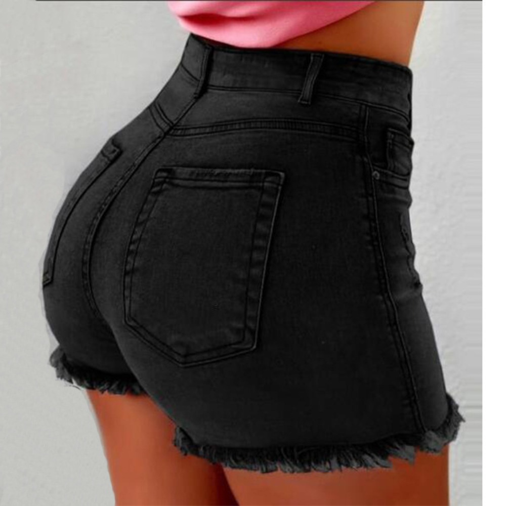 Women's High Waisted Denim Sho - Shorts Denim Frayed 리뷰 및 가격