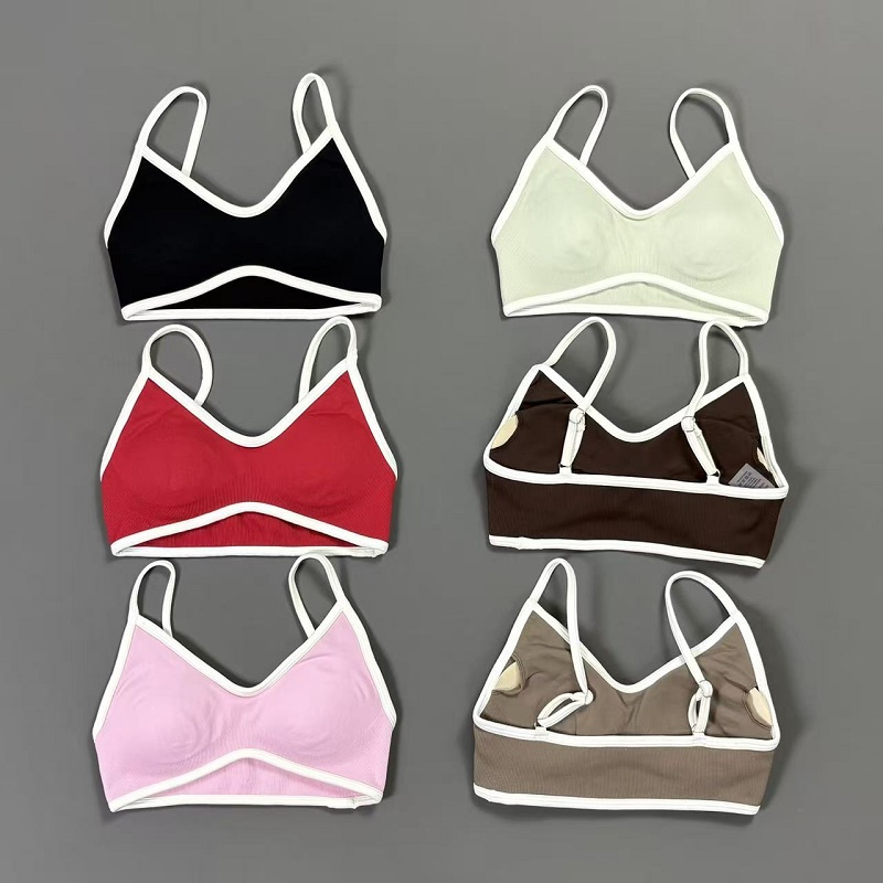Women Contrastline Yoga Bra V  - Crop Top Crochet 리뷰 및 가격