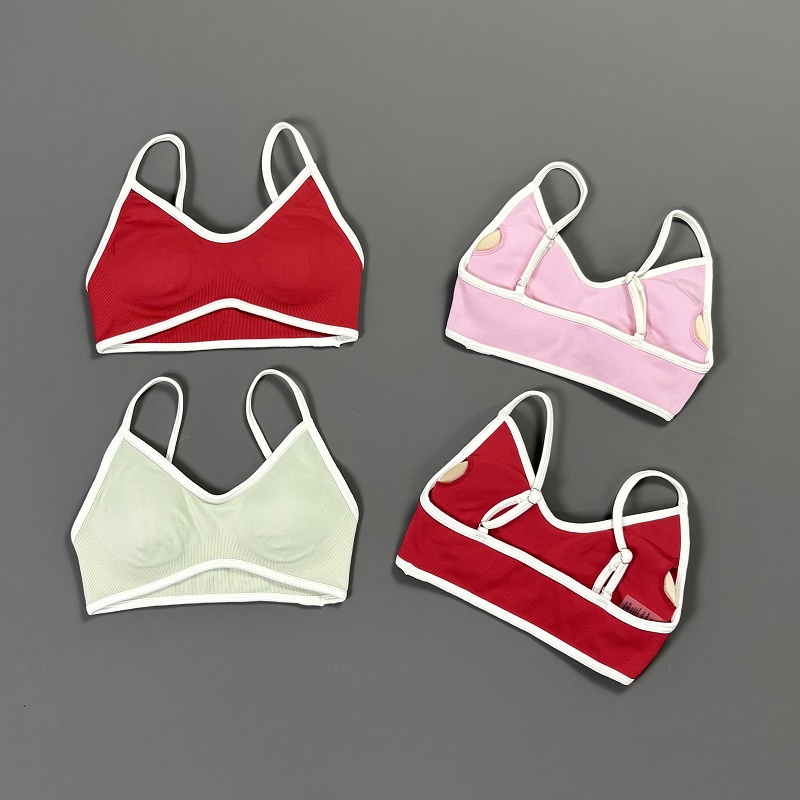 Women Contrastline Yoga Bra V  - Crop Top Crochet 리뷰 및 가격