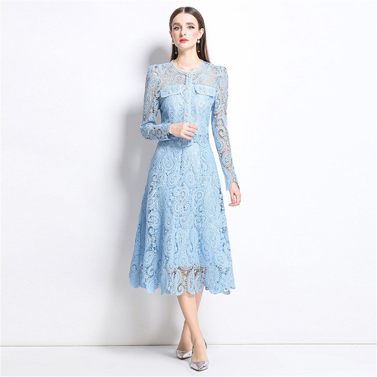 Spring Sweet Lace Flower Embro - Midi Skirt Floral 리뷰 및 가격