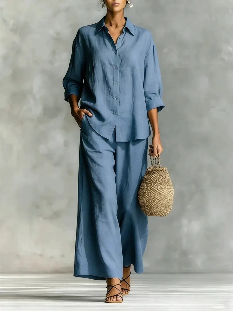Women's New 7-Sleeve Shirt & W - Linen Pant Wide 리뷰 및 가격