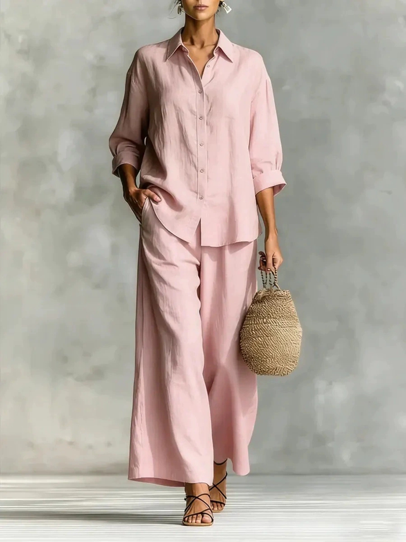 Women's New 7-Sleeve Shirt & W - Linen Pant Wide 리뷰 및 가격