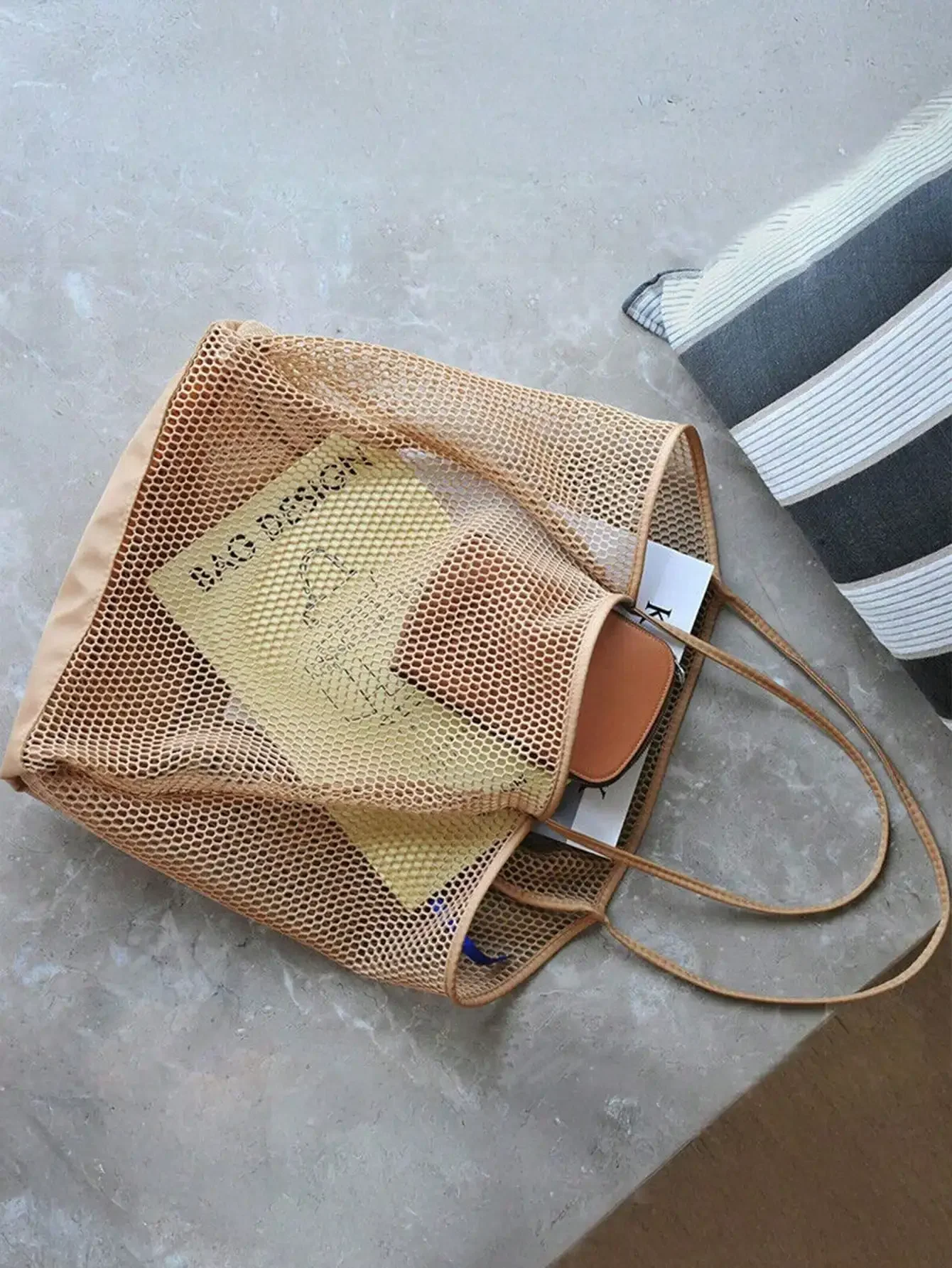 1pc Mesh Beach Tote Bag, Outdo - Tote Bag Beach 리뷰 및 가격