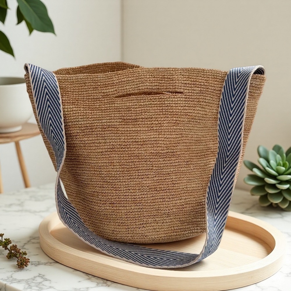 New Raffia Rainbow Bucket Bag  - Crochet Bag Raffia 리뷰 및 가격