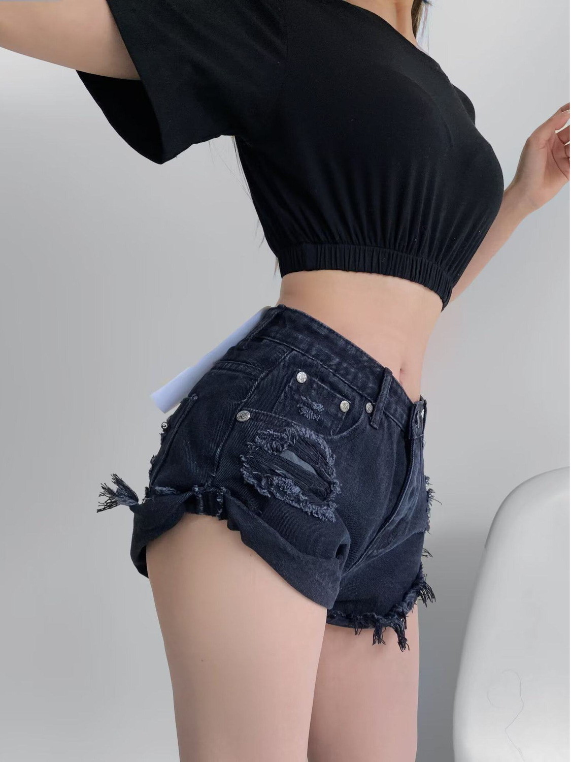 Women's Low Waist Distressed D - Shorts Denim Frayed 리뷰 및 가격