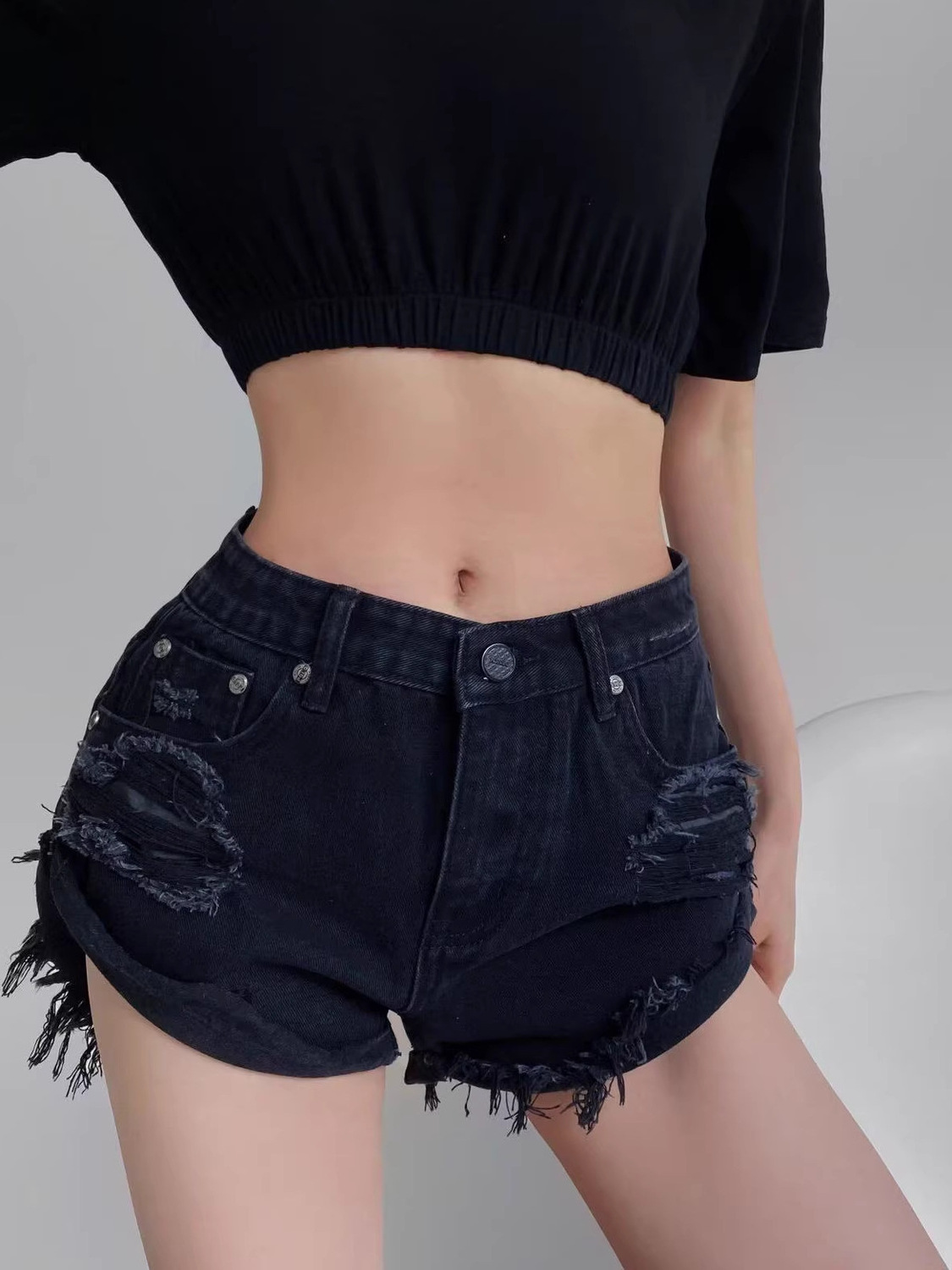 Women's Low Waist Distressed D - Shorts Denim Frayed 리뷰 및 가격