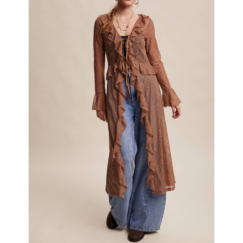Women's Floral Lace Mesh Tie F - Kimono Sheer Floral 리뷰 및 가격