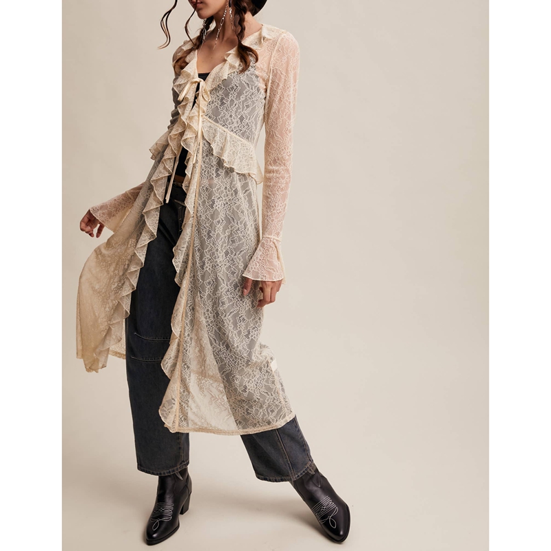 Women's Floral Lace Mesh Tie F - Kimono Sheer Floral 리뷰 및 가격