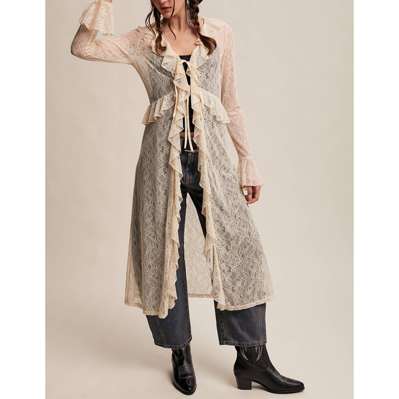 Women's Floral Lace Mesh Tie F - Kimono Sheer Floral 리뷰 및 가격