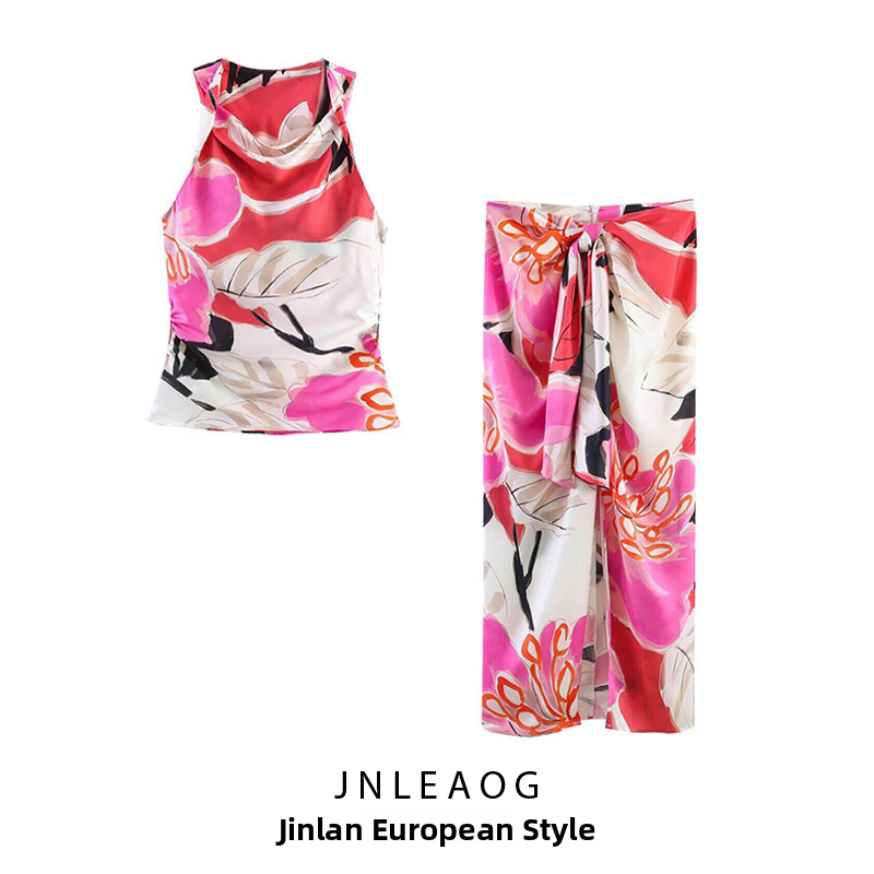 JNLEAOG Summer New Women's Sil - Midi Skirt Floral 리뷰 및 가격