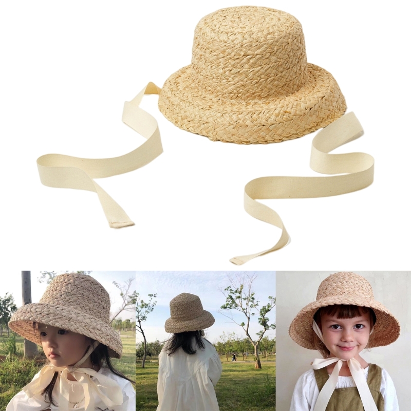 Handwoven Kids Straw  Cap Girl - Hat Floppy Wide 리뷰 및 가격