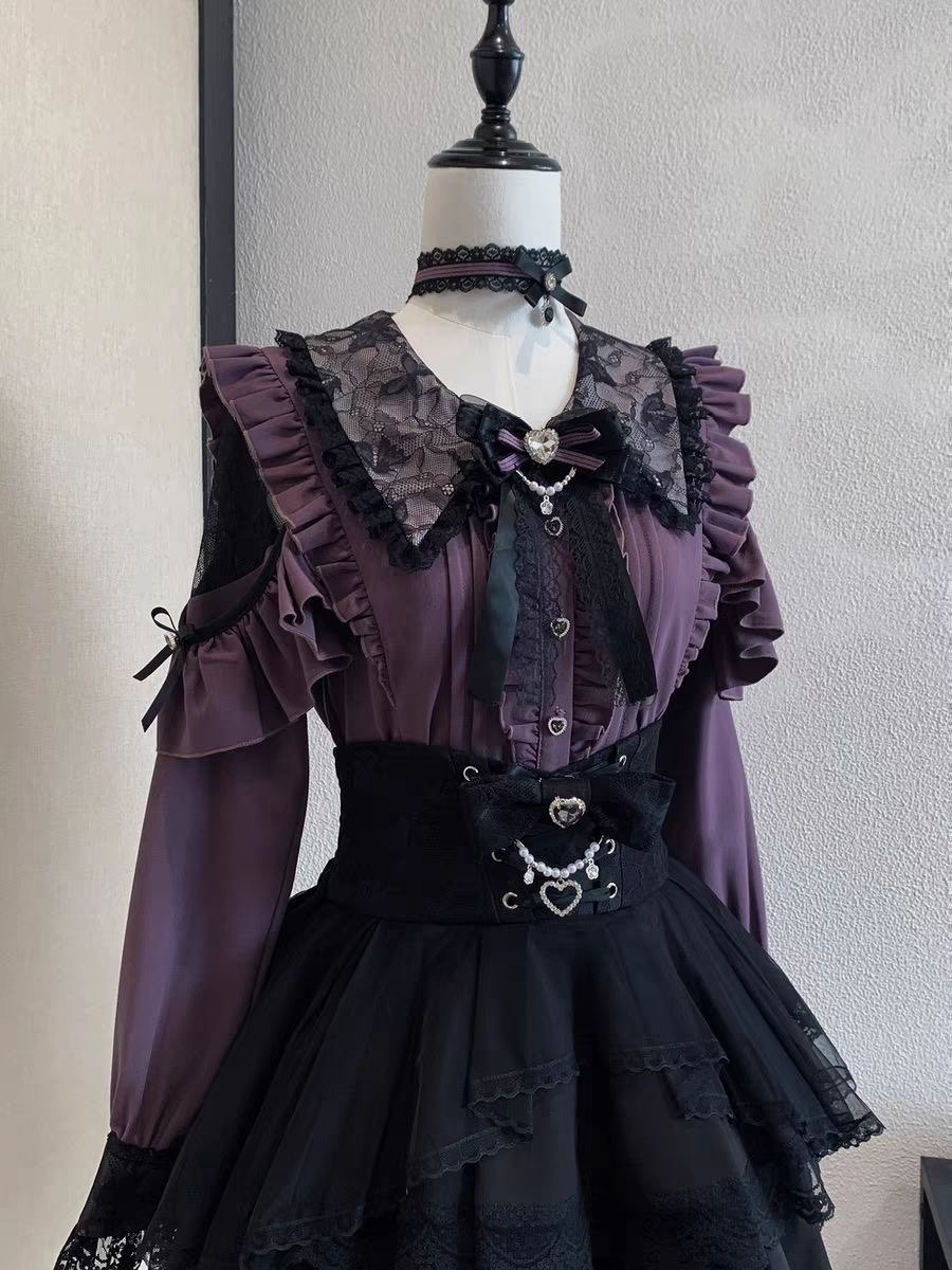 Harajuku Kawaii Skirt Sets Wom - Blouse Off Shoulder 리뷰 및 가격
