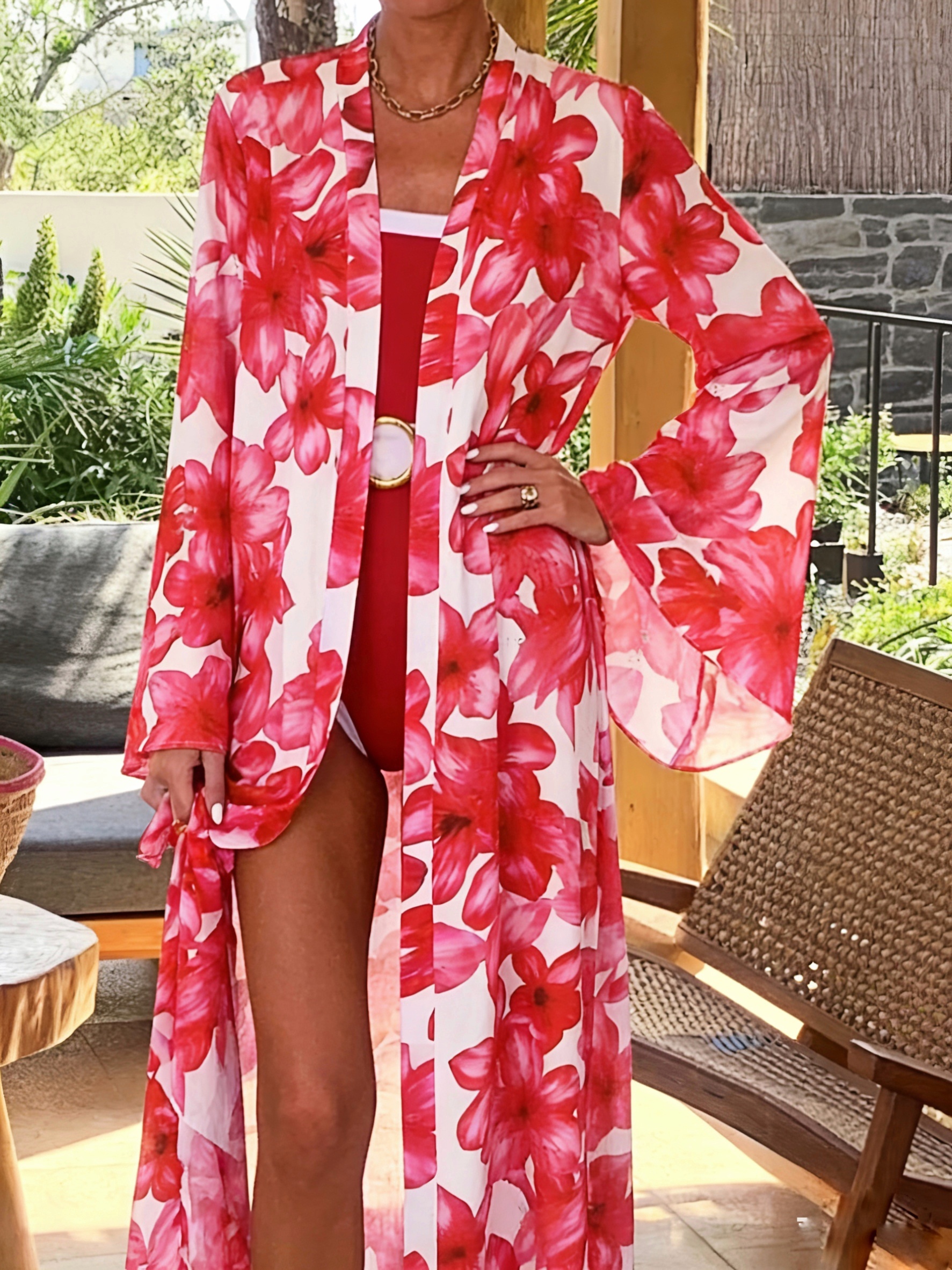 Women's Red Floral Kimono Robe - Kimono Sheer Floral 리뷰 및 가격