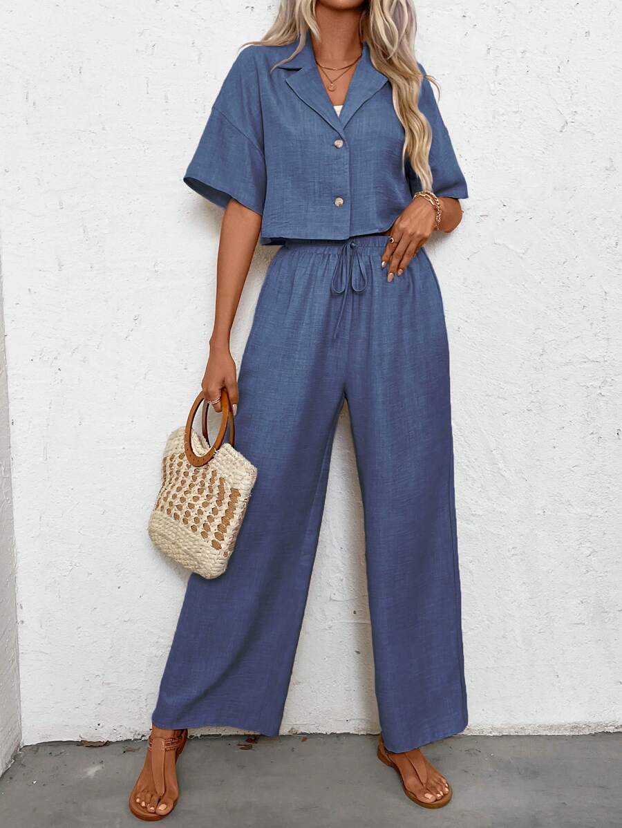 Womens Linen Short Sleeve Shir - Linen Pant Wide 리뷰 및 가격