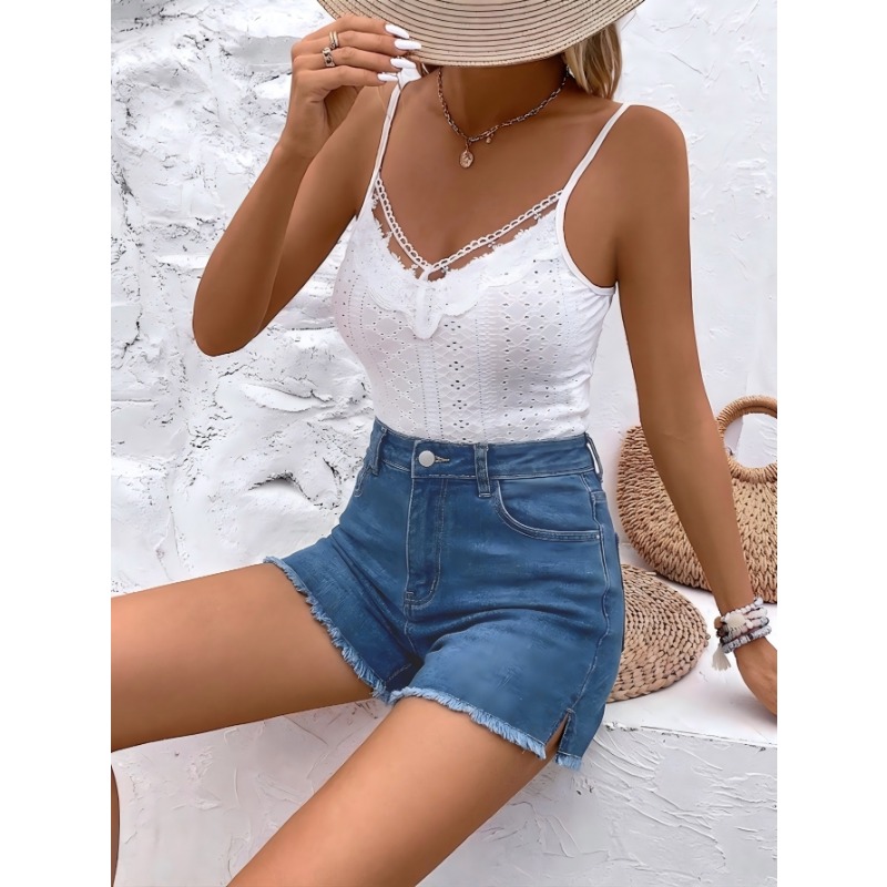 Women's High Waist Denim Short - Shorts Denim Frayed 리뷰 및 가격